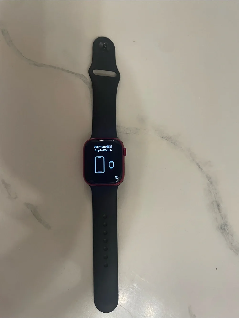 Apple Watch Red Case with Black Sport Band